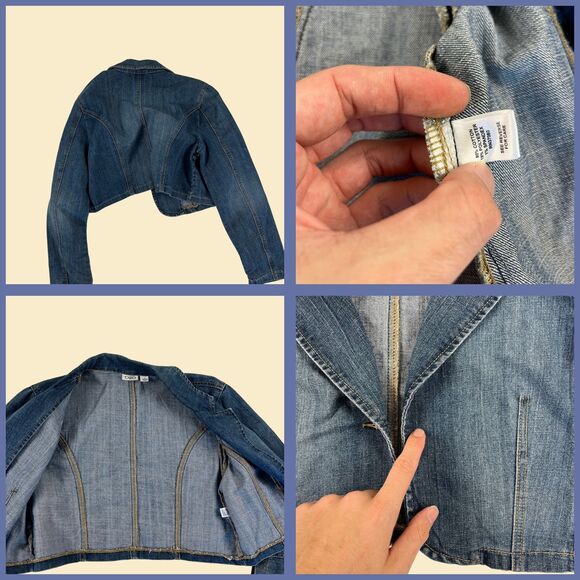 Y2K L denim jacket by Cato, vintage 2000s cropped womens jean jacket - Picture 2 of 9